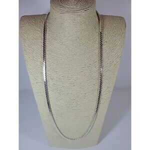 Vintage Napier Long Shiny Silvertone Thick Flat Link Chain Necklace 29 In. EUC